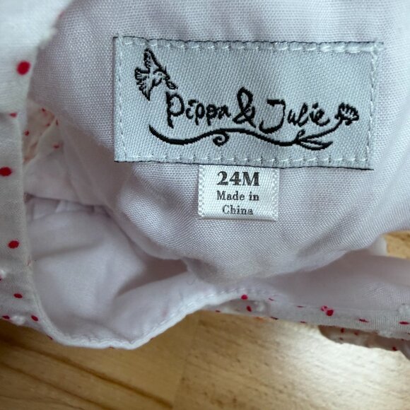 Pippa and Julie White Swiss Dot Dress with Colorful Tassels size 24 Months - Picture 4 of 5